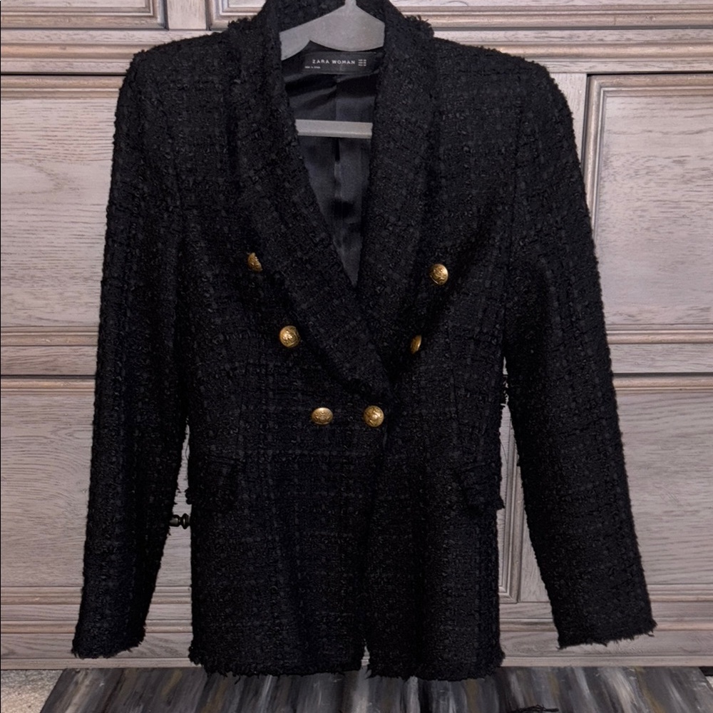 Zara Black Blazer with Gold Buttons